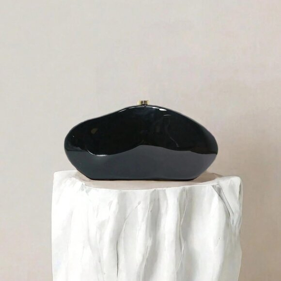 Stylish Black Glitter Acrylic Clutch for Prom and Banquet - Must-Have Accessory - Picture 2 of 2